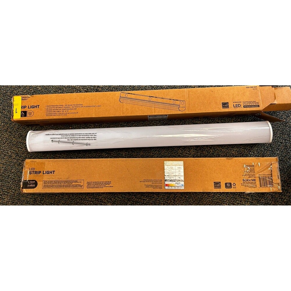 Set of 2 Commercial Electric 2 ft LED Garage Ceiling Strip Light Bright